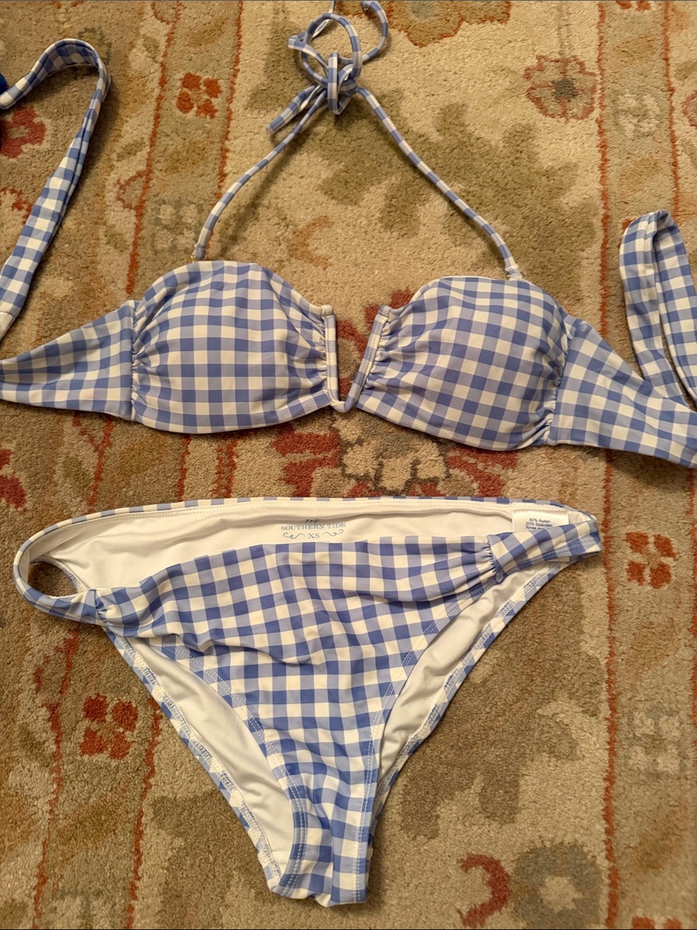 Southern Tide Blue and White Gingham Bikini Set